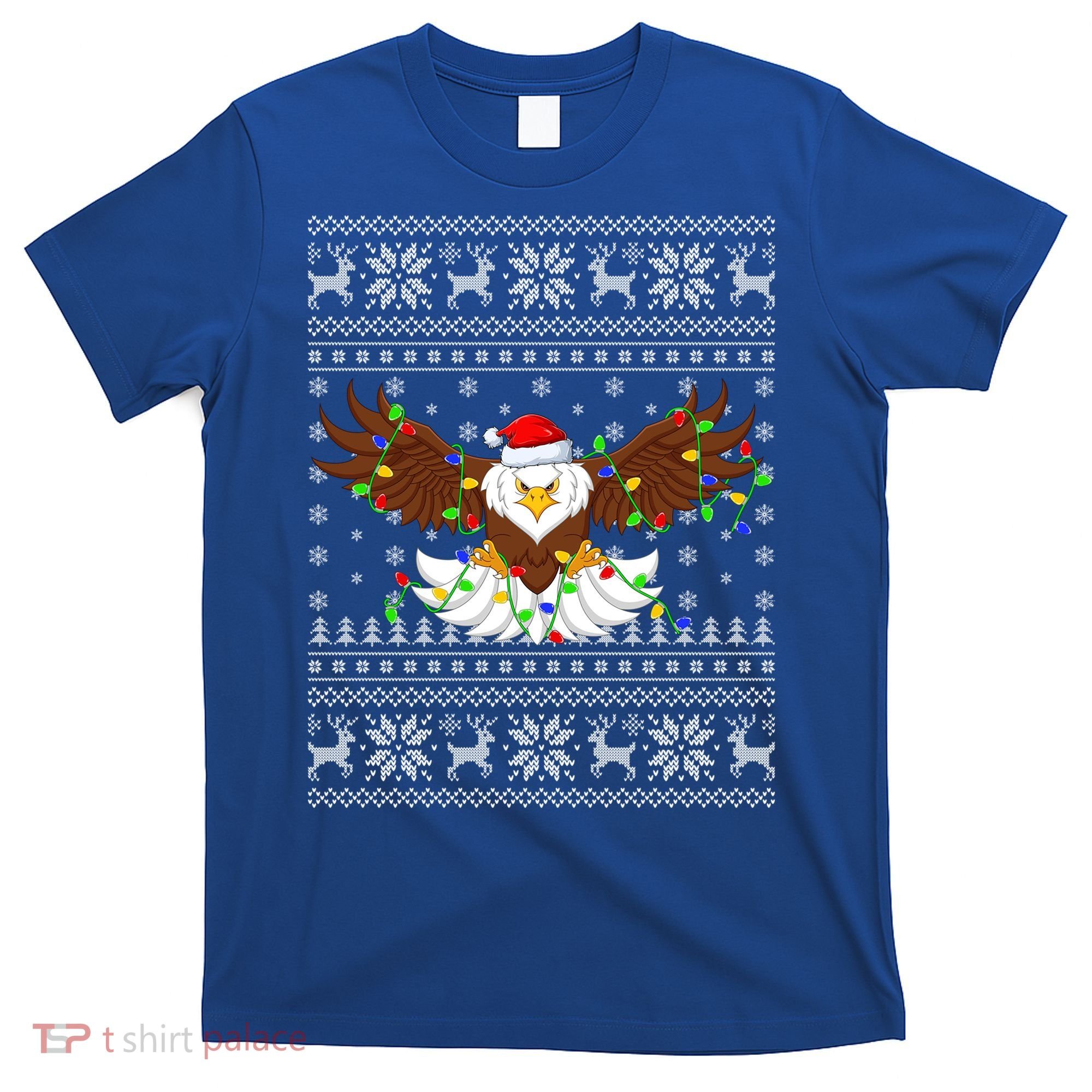 Santa Hat Bald Eagle Xmas Lighting Ugly Bald Eagle Christmas Gift T-Shirt