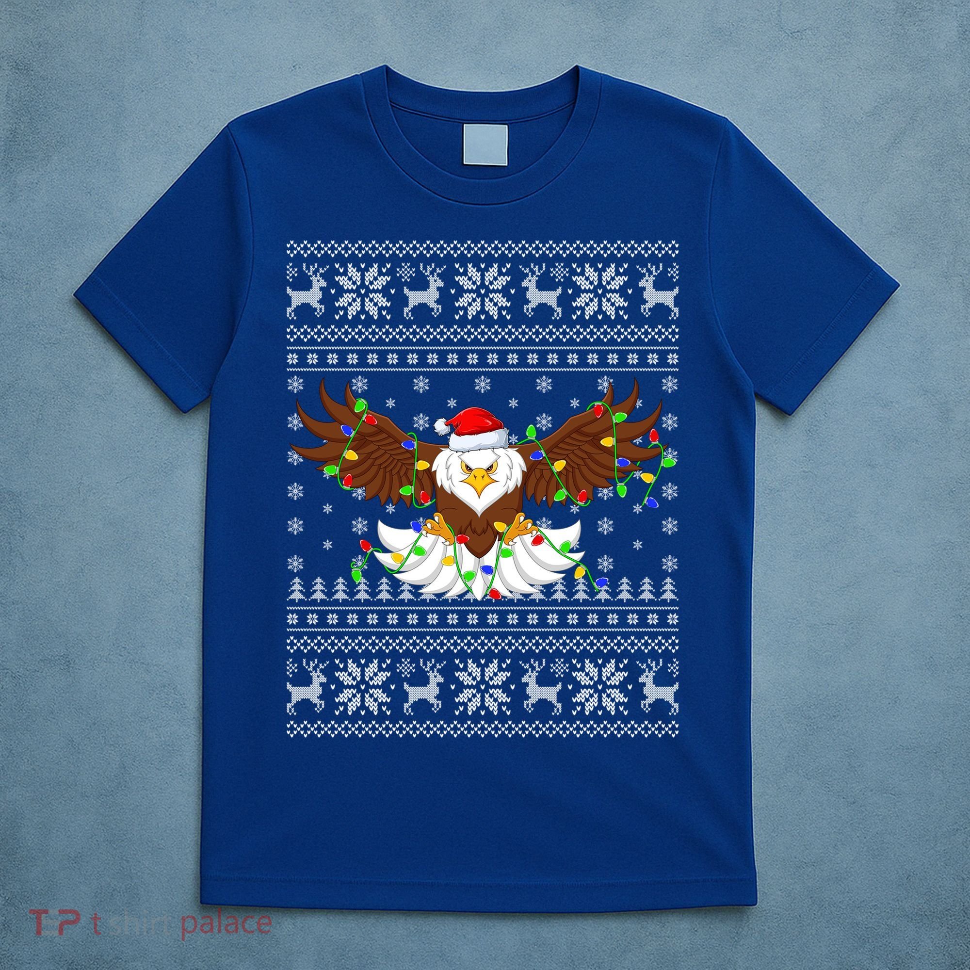 Santa Hat Bald Eagle Xmas Lighting Ugly Bald Eagle Christmas Gift T-Shirt