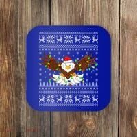 Santa Hat Bald Eagle Xmas Lighting Ugly Bald Eagle Christmas Gift Coaster thumb 0