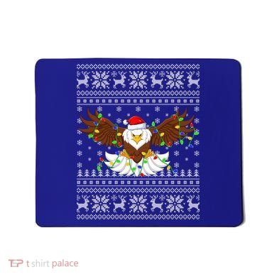 Santa Hat Bald Eagle Xmas Lighting Ugly Bald Eagle Christmas Gift Mousepad