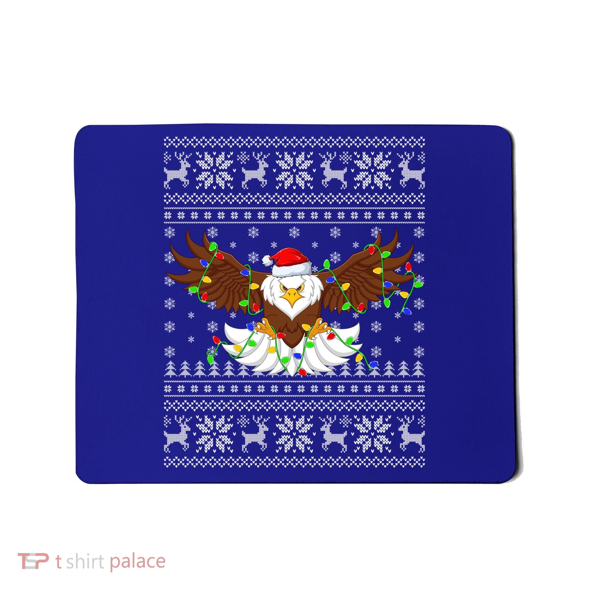 Santa Hat Bald Eagle Xmas Lighting Ugly Bald Eagle Christmas Gift Mousepad