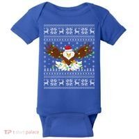 Santa Hat Bald Eagle Xmas Lighting Ugly Bald Eagle Christmas Gift Baby Bodysuit thumb 0