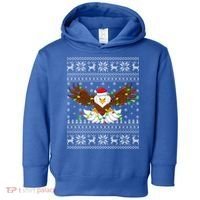 Santa Hat Bald Eagle Xmas Lighting Ugly Bald Eagle Christmas Gift Toddler Hoodie thumb 0