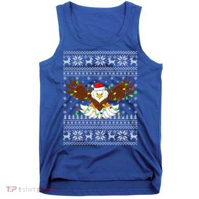 Santa Hat Bald Eagle Xmas Lighting Ugly Bald Eagle Christmas Gift Tank Top