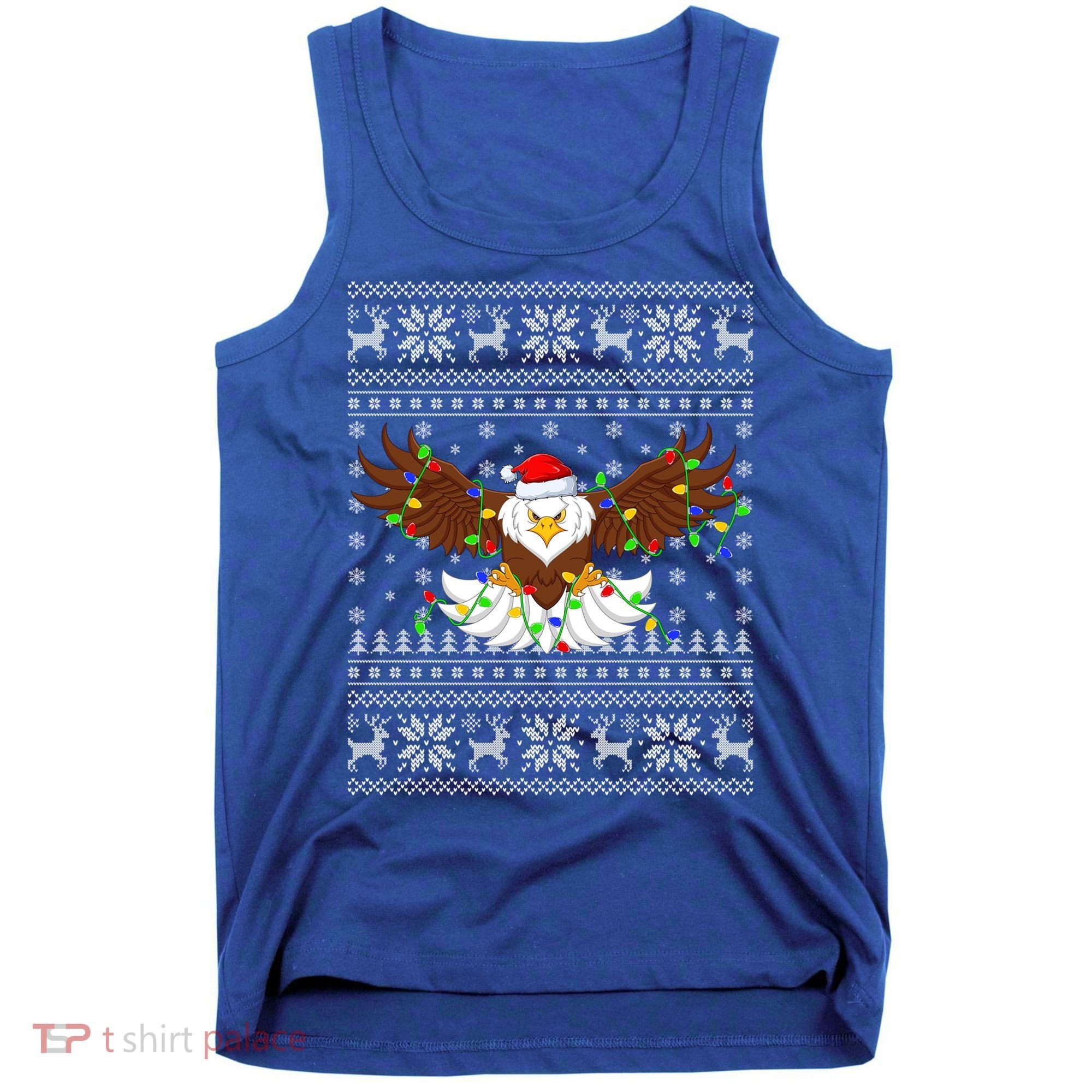 Santa Hat Bald Eagle Xmas Lighting Ugly Bald Eagle Christmas Gift Tank Top