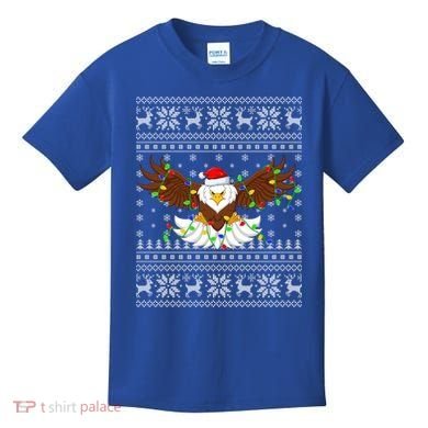 Santa Hat Bald Eagle Xmas Lighting Ugly Bald Eagle Christmas Gift Kids T-Shirt