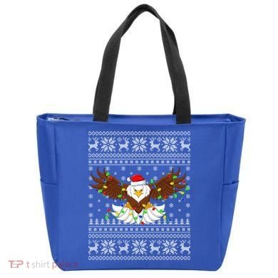 Santa Hat Bald Eagle Xmas Lighting Ugly Bald Eagle Christmas Gift Tote Bag