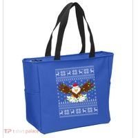 Santa Hat Bald Eagle Xmas Lighting Ugly Bald Eagle Christmas Gift Tote Bag thumb 2