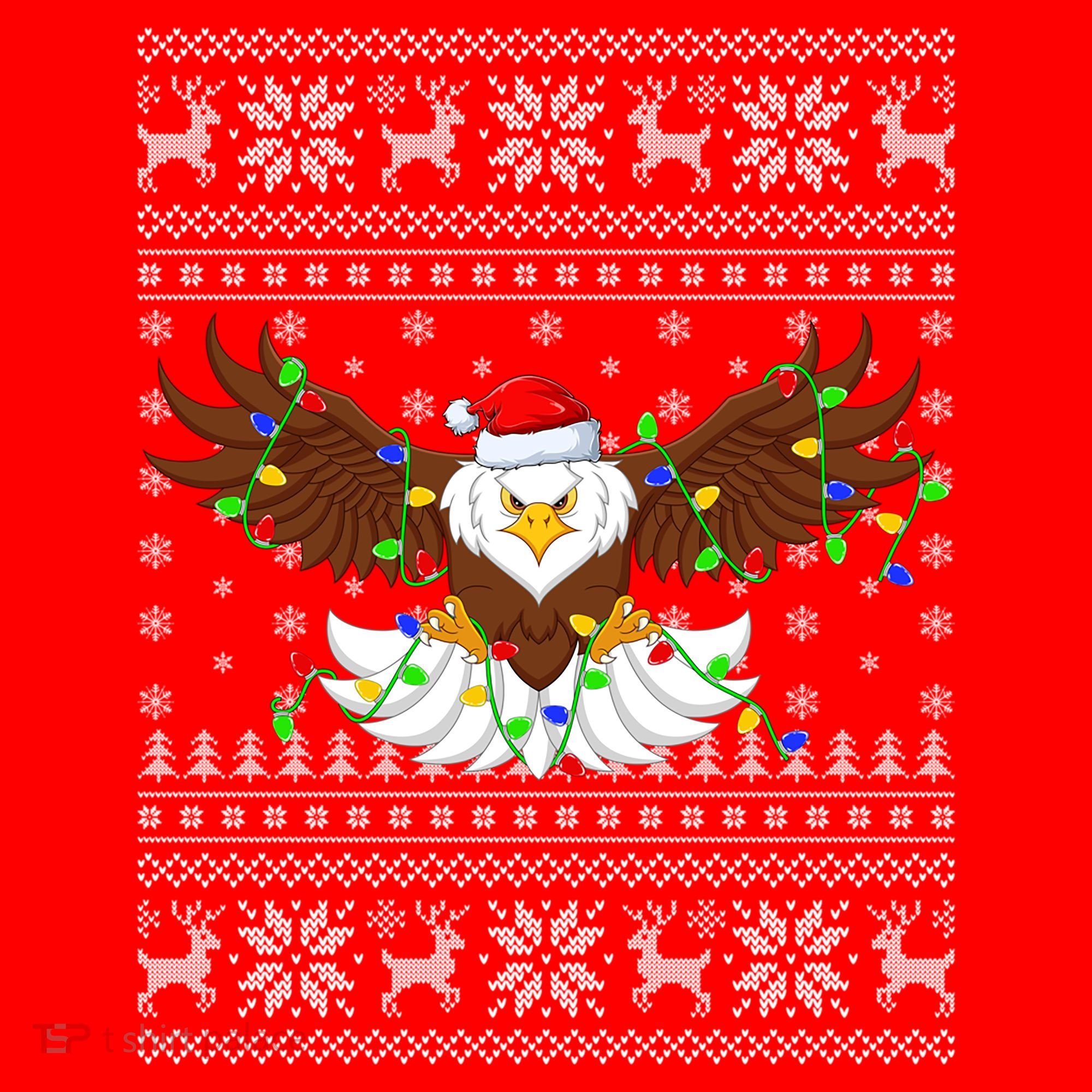 Santa Hat Bald Eagle Xmas Lighting Ugly Bald Eagle Christmas Gift Santa Hat