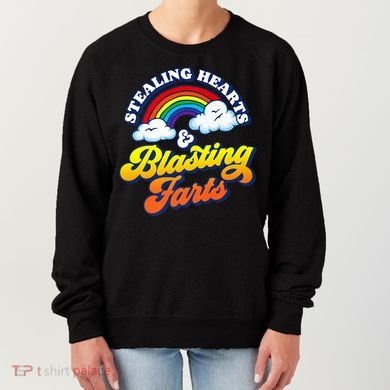 Stealing Hearts Blasting Farts Gift Funny Rainbow Valentines Gift Women's Sweatshirt