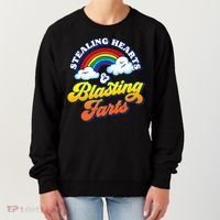 Stealing Hearts Blasting Farts Gift Funny Rainbow Valentines Gift Women's Sweatshirt thumb 0