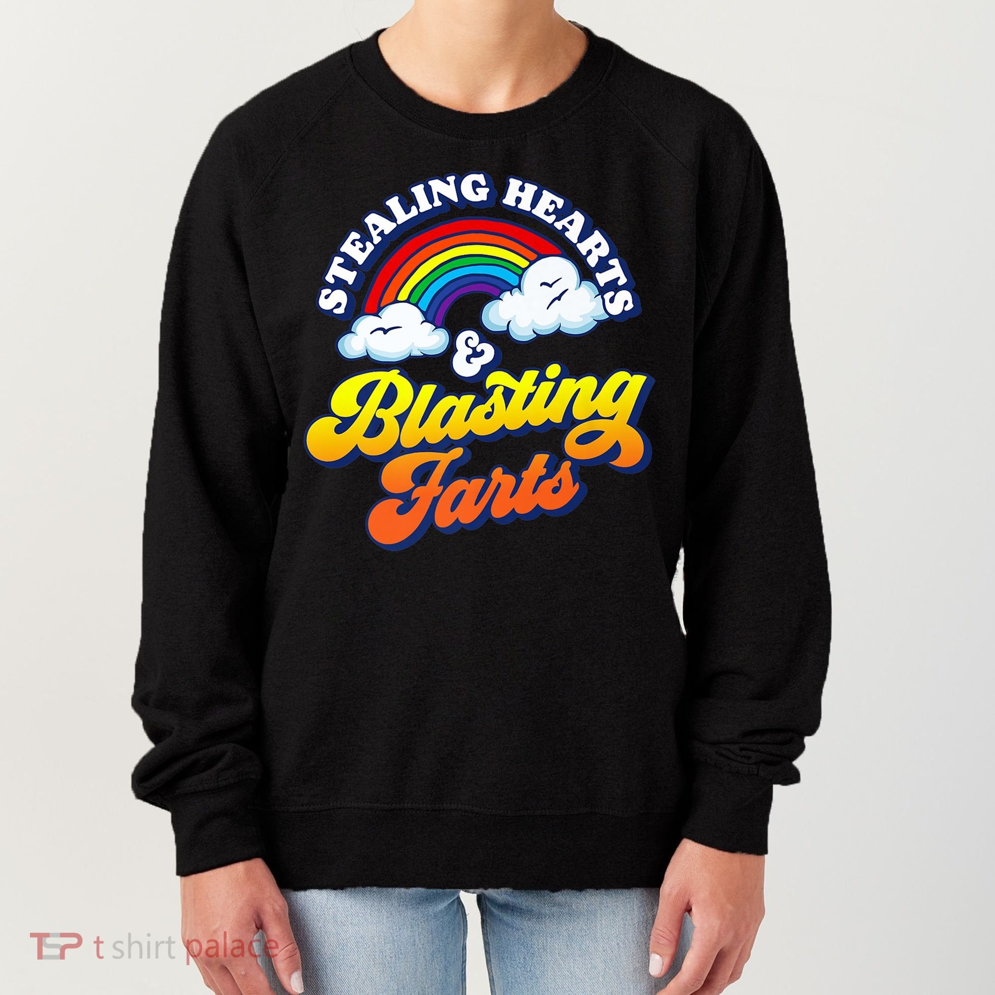 Stealing Hearts Blasting Farts Gift Funny Rainbow Valentines Gift Women's Sweatshirt