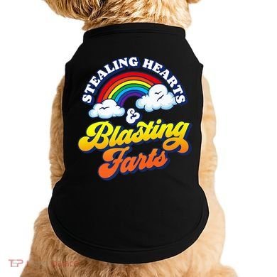 Stealing Hearts Blasting Farts Gift Funny Rainbow Valentines Gift Doggie Tank