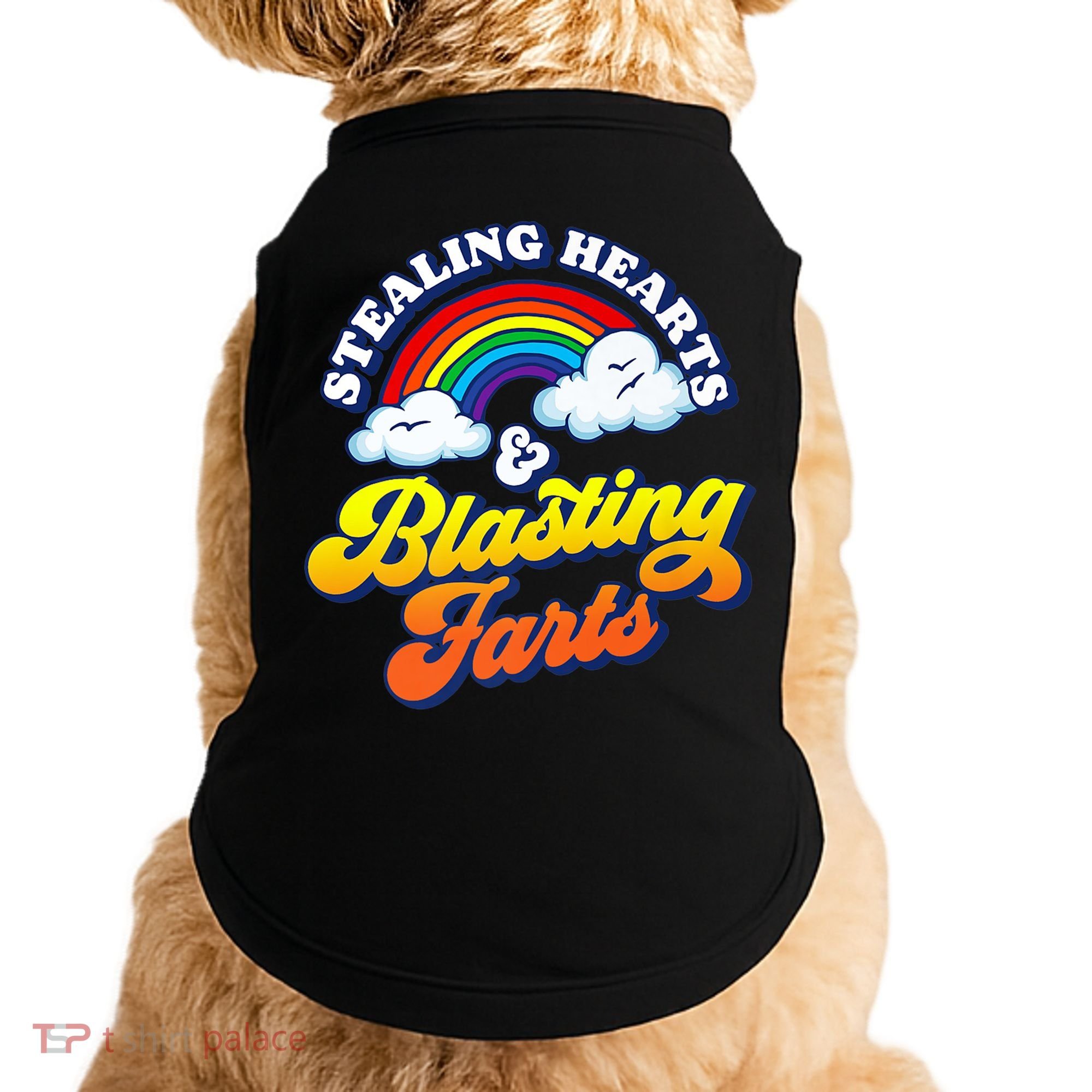 Stealing Hearts Blasting Farts Gift Funny Rainbow Valentines Gift Doggie Tank