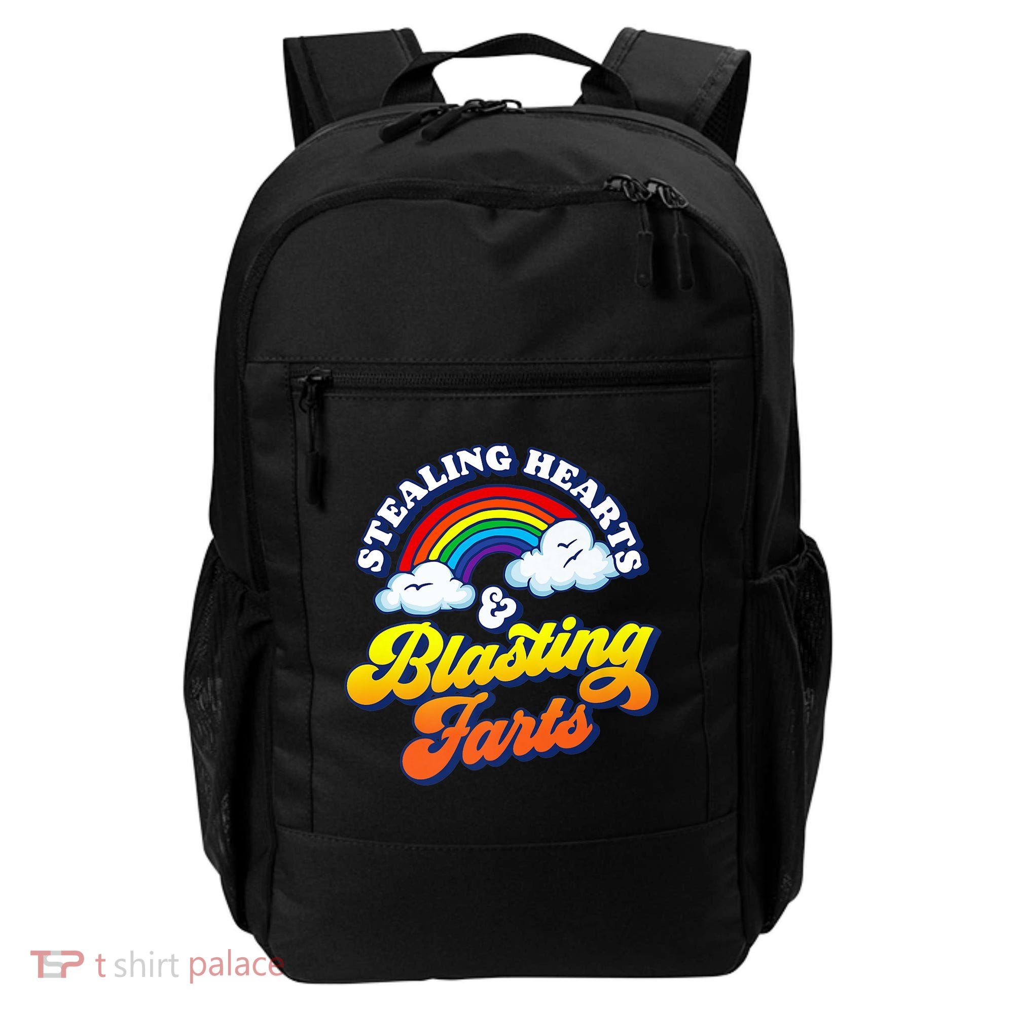 Stealing Hearts Blasting Farts Gift Funny Rainbow Valentines Gift Backpack