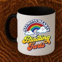Stealing Hearts Blasting Farts Gift Funny Rainbow Valentines Gift Coffee Mug thumb 2