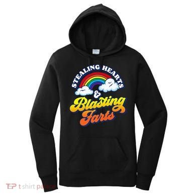 Stealing Hearts Blasting Farts Gift Funny Rainbow Valentines Gift Women's Hoodie