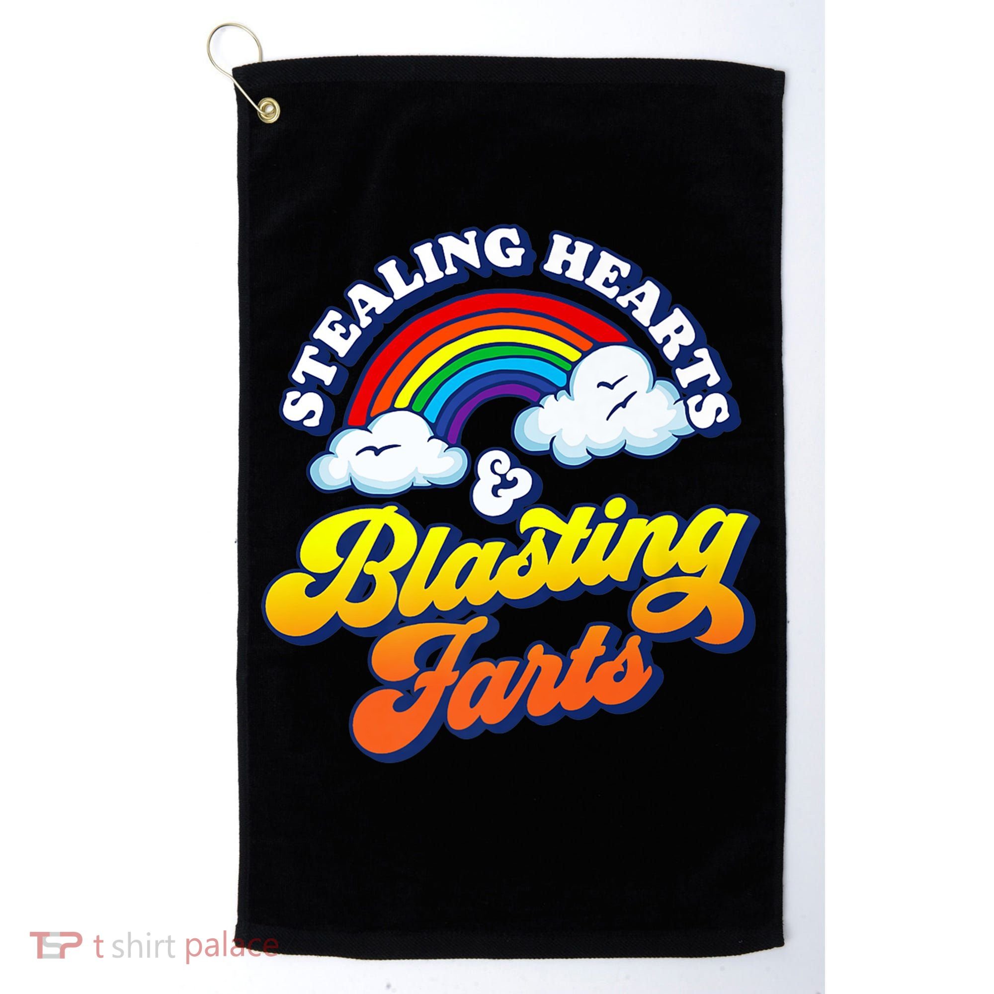 Stealing Hearts Blasting Farts Gift Funny Rainbow Valentines Gift Golf Towel