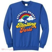 Stealing Hearts Blasting Farts Gift Funny Rainbow Valentines Gift Sweatshirt thumb 0