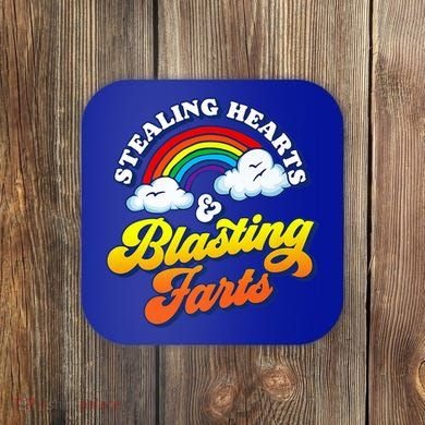 Stealing Hearts Blasting Farts Gift Funny Rainbow Valentines Gift Coaster