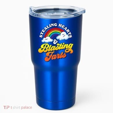 Stealing Hearts Blasting Farts Gift Funny Rainbow Valentines Gift Tumbler