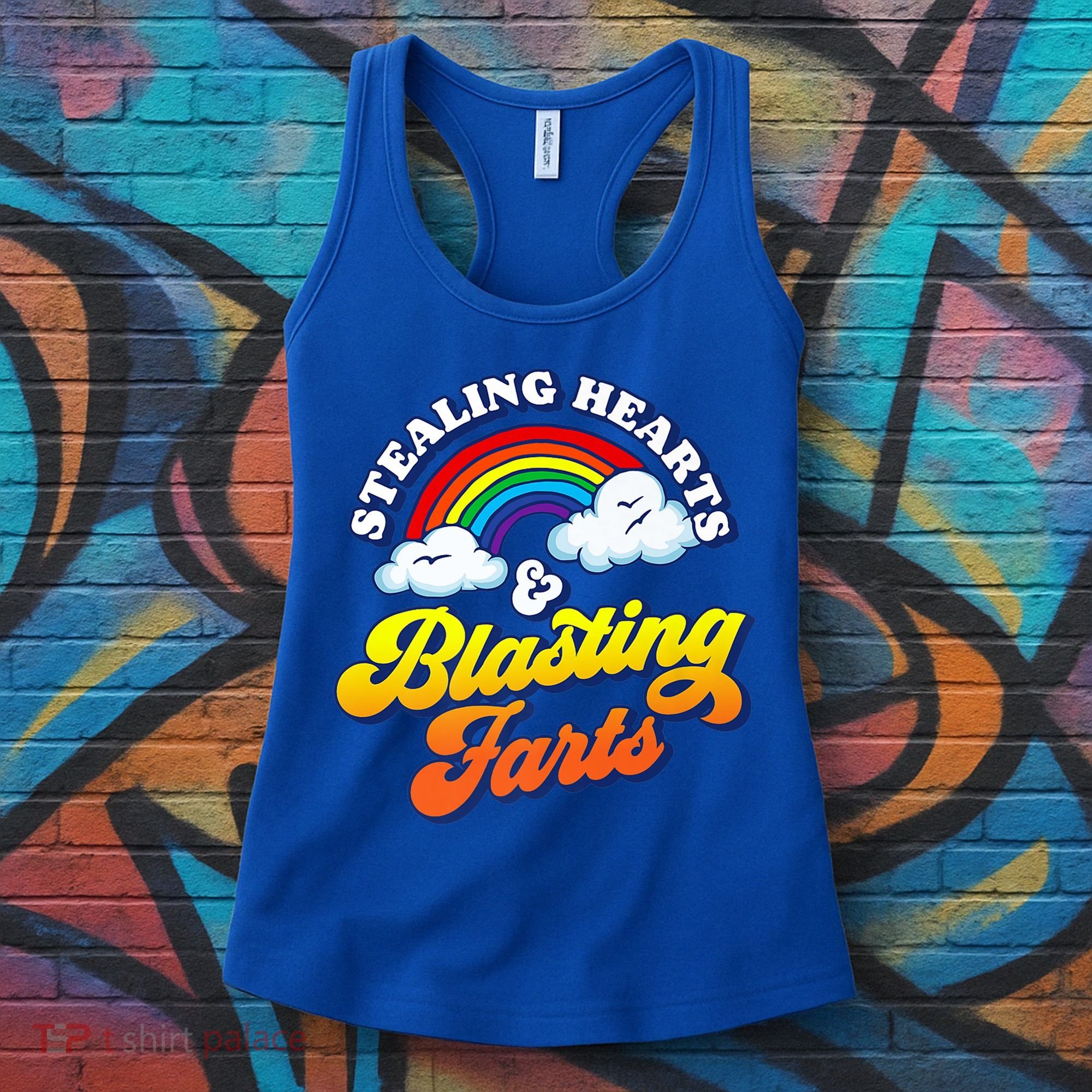 Stealing Hearts Blasting Farts Gift Funny Rainbow Valentines Gift Women's Tank Top