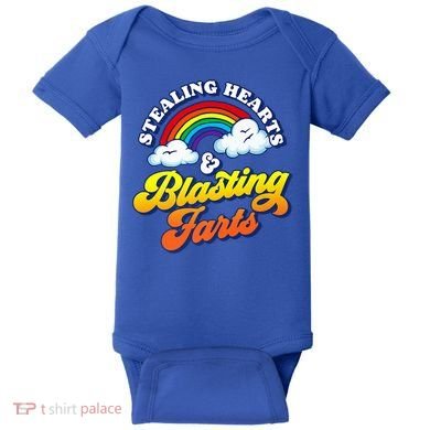 Stealing Hearts Blasting Farts Gift Funny Rainbow Valentines Gift Baby Bodysuit