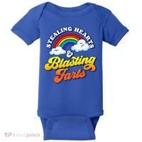 Stealing Hearts Blasting Farts Gift Funny Rainbow Valentines Gift Baby Bodysuit thumb 0