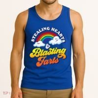 Stealing Hearts Blasting Farts Gift Funny Rainbow Valentines Gift Tank Top thumb 3