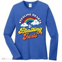 Stealing Hearts Blasting Farts Gift Funny Rainbow Valentines Gift Women's Long Sleeve Shirt thumb 0