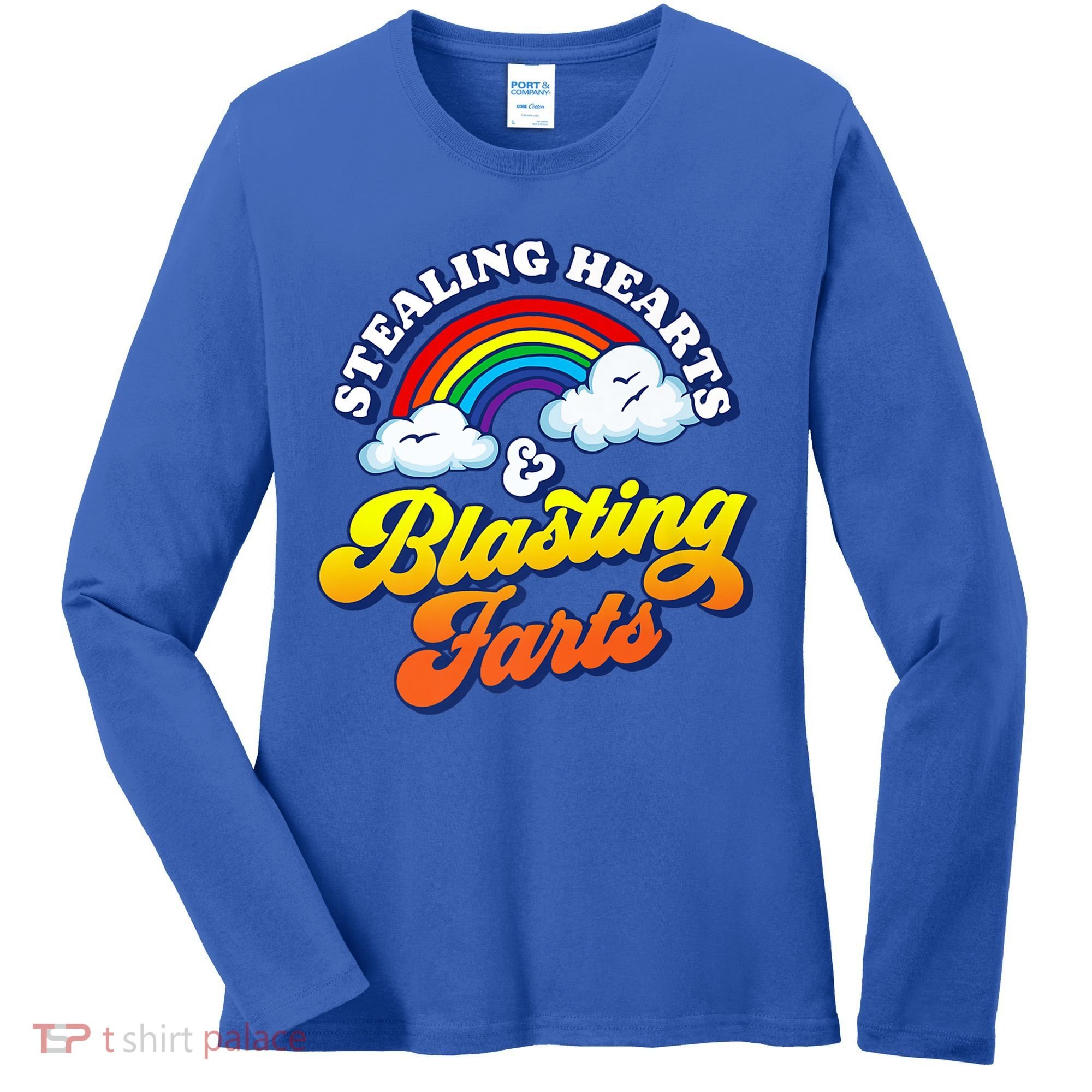 Stealing Hearts Blasting Farts Gift Funny Rainbow Valentines Gift Women's Long Sleeve Shirt