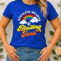 Stealing Hearts Blasting Farts Gift Funny Rainbow Valentines Gift Women's T-Shirt thumb 2