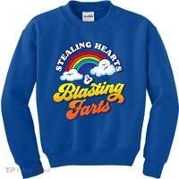 Stealing Hearts Blasting Farts Gift Funny Rainbow Valentines Gift Kids Sweatshirt thumb 0