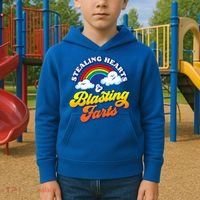Stealing Hearts Blasting Farts Gift Funny Rainbow Valentines Gift Kids Hoodie thumb 2