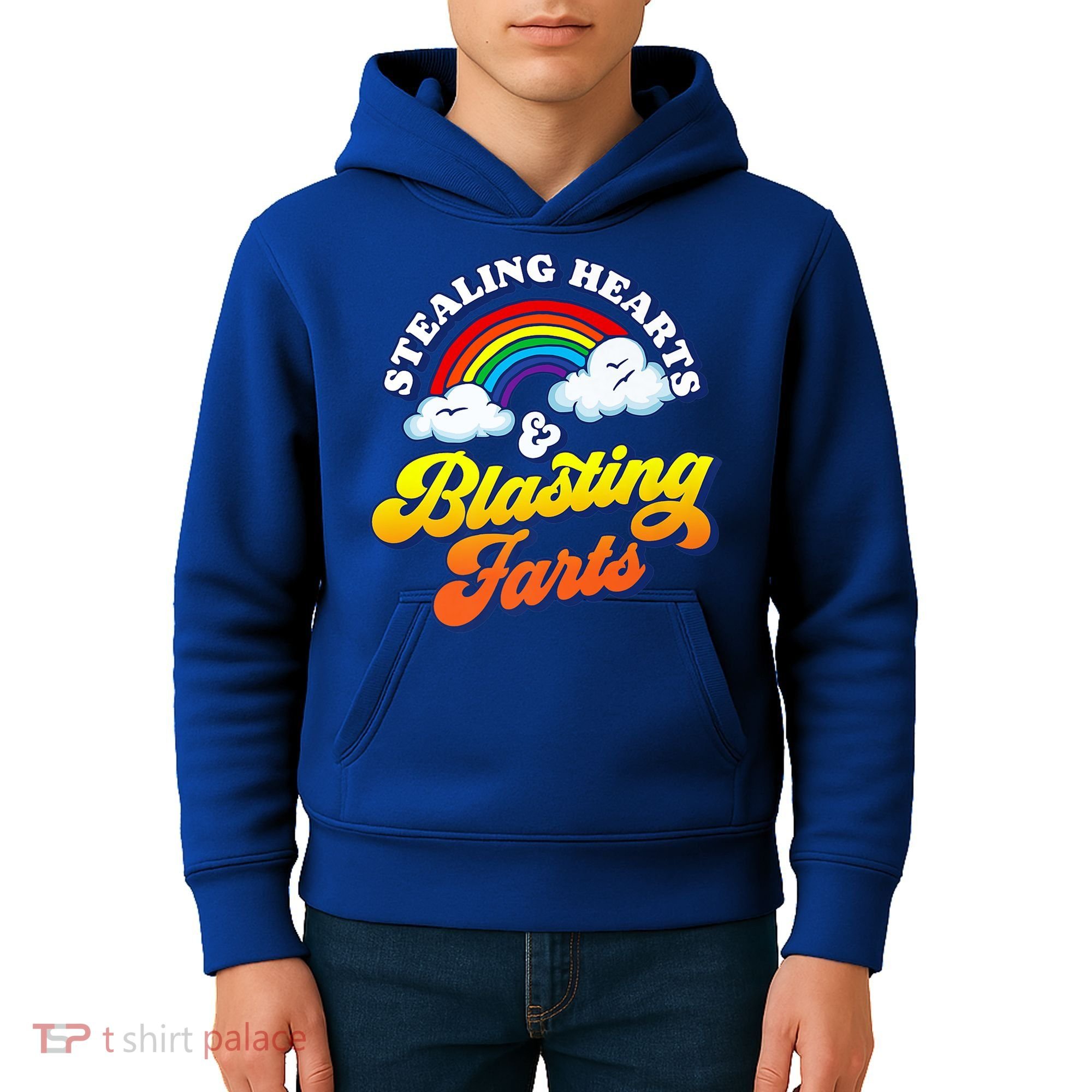 Stealing Hearts Blasting Farts Gift Funny Rainbow Valentines Gift Kids Hoodie