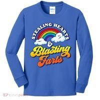 Stealing Hearts Blasting Farts Gift Funny Rainbow Valentines Gift Kids Long Sleeve Shirt thumb 0