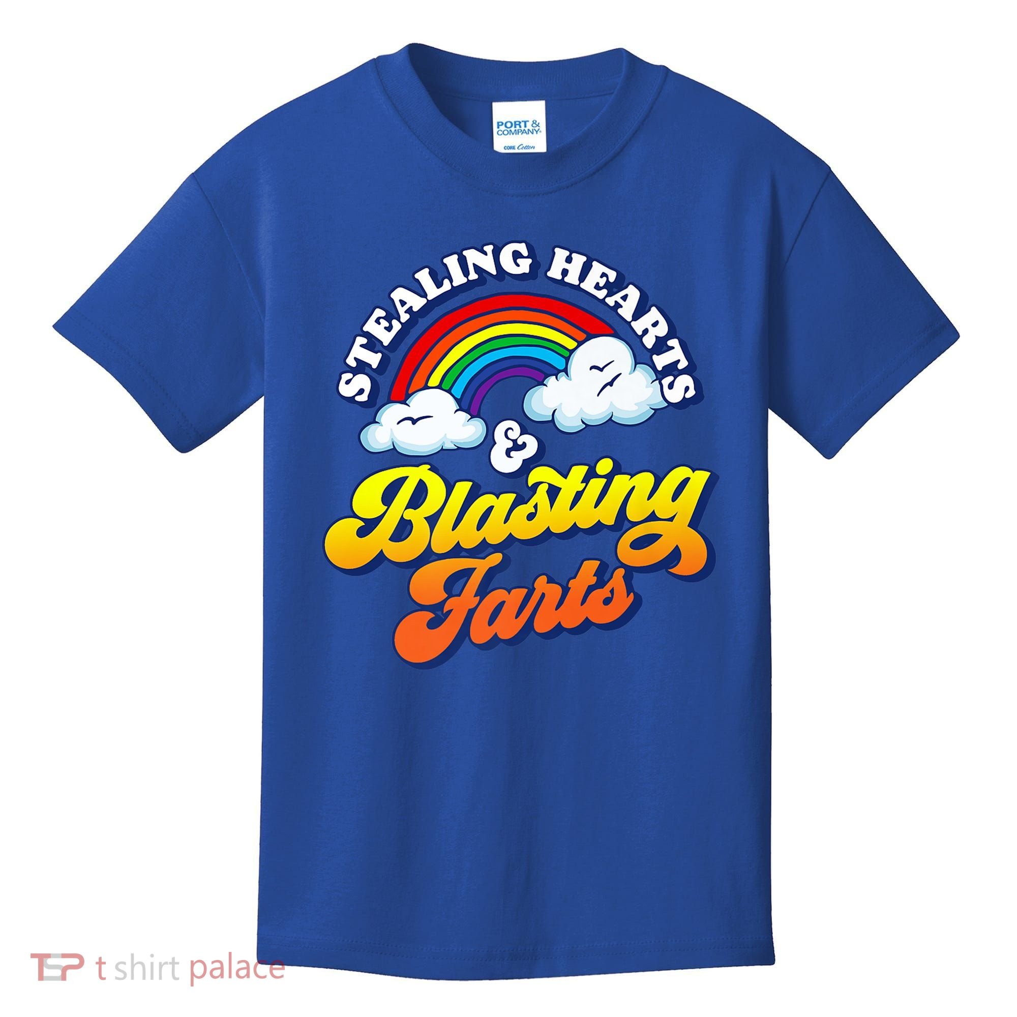 Stealing Hearts Blasting Farts Gift Funny Rainbow Valentines Gift Kids T-Shirt