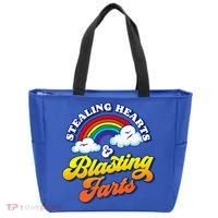 Stealing Hearts Blasting Farts Gift Funny Rainbow Valentines Gift Tote Bag thumb 0