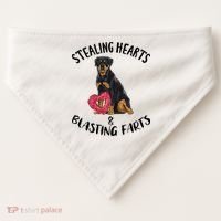 Stealing Hearts Blasting Farts Rottweiler Valentines Day USA-Made Doggie Bandana thumb 0