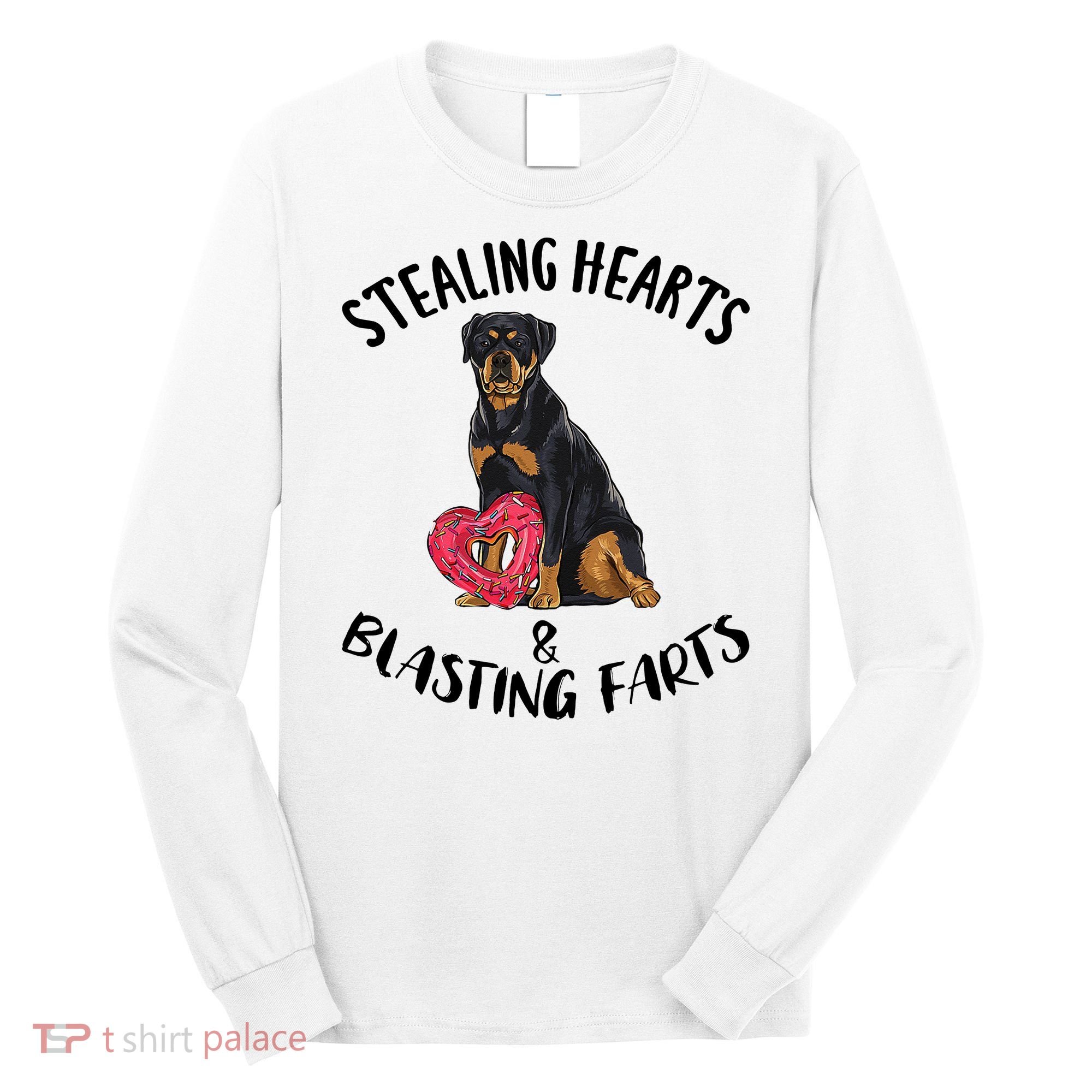 Stealing Hearts Blasting Farts Rottweiler Valentines Day Long Sleeve Shirt