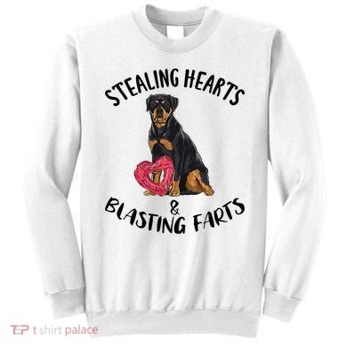 Stealing Hearts Blasting Farts Rottweiler Valentines Day Sweatshirt