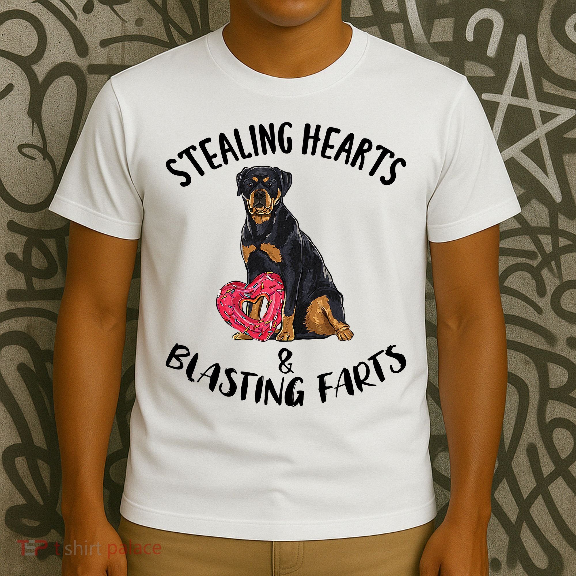 Stealing Hearts Blasting Farts Rottweiler Valentines Day T-Shirt
