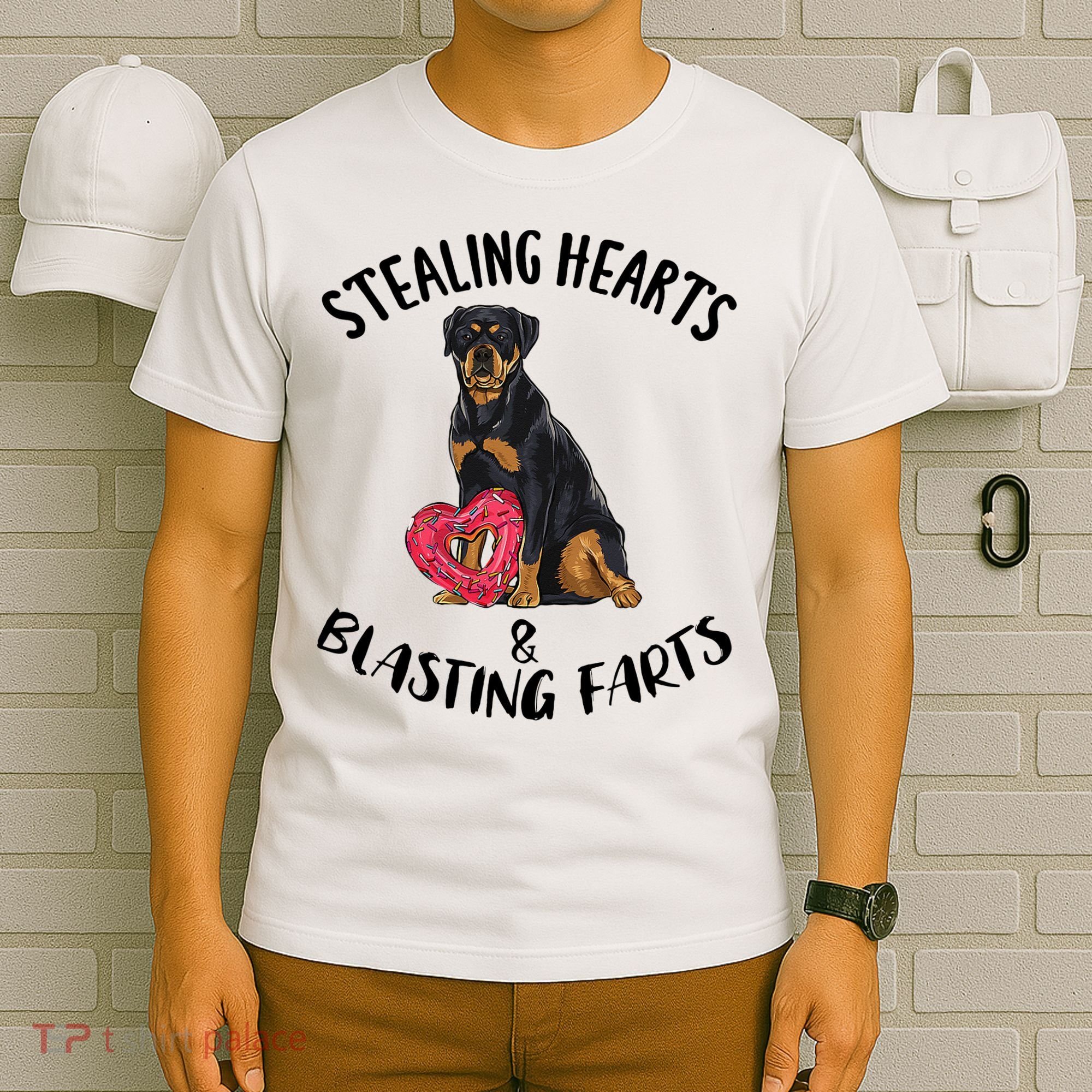 Stealing Hearts Blasting Farts Rottweiler Valentines Day T-Shirt