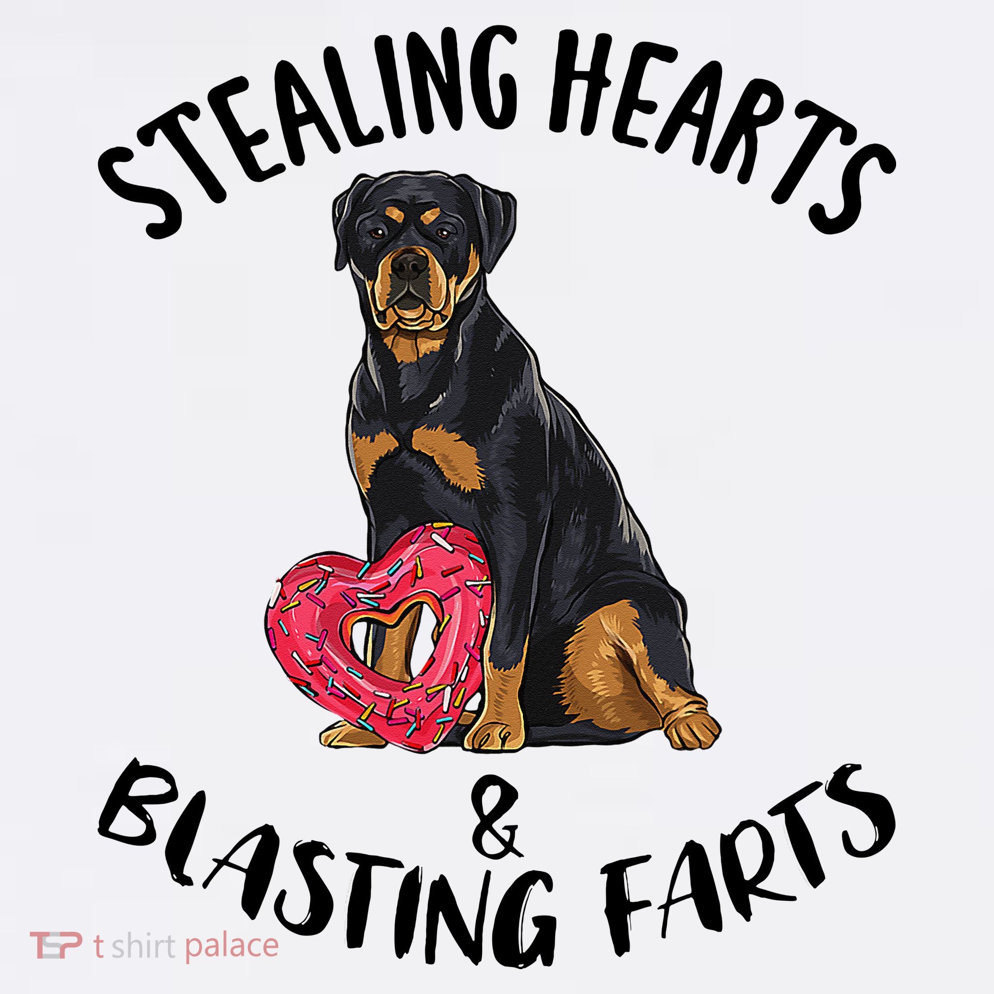 Stealing Hearts Blasting Farts Rottweiler Valentines Day T-Shirt