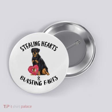 Stealing Hearts Blasting Farts Rottweiler Valentines Day Button