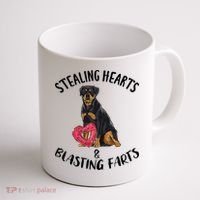 Stealing Hearts Blasting Farts Rottweiler Valentines Day Coffee Mug thumb 1