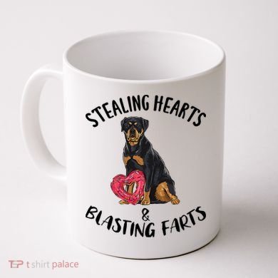 Stealing Hearts Blasting Farts Rottweiler Valentines Day Coffee Mug
