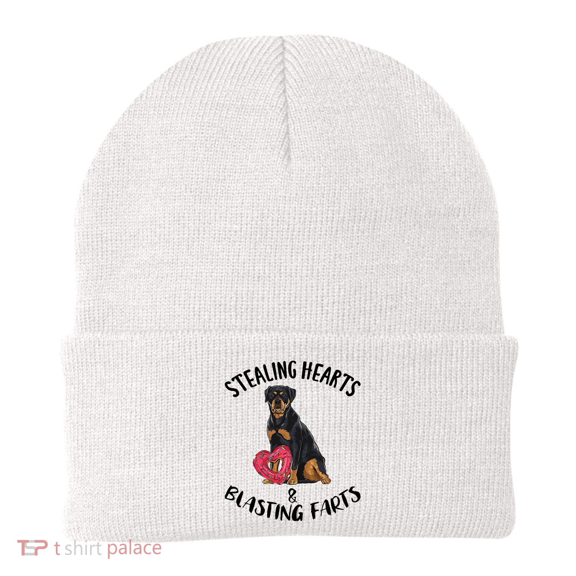 Stealing Hearts Blasting Farts Rottweiler Valentines Day Beanie