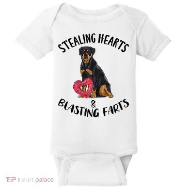 Stealing Hearts Blasting Farts Rottweiler Valentines Day Baby Bodysuit