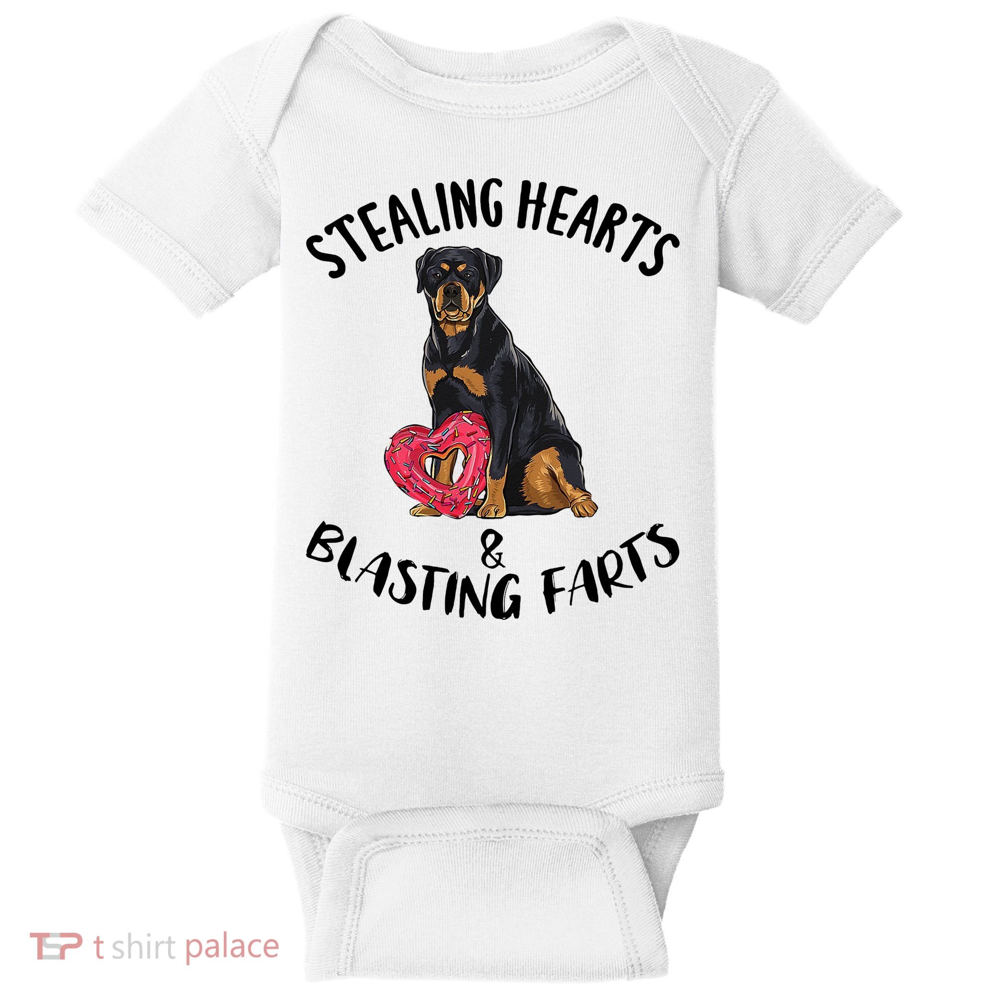 Stealing Hearts Blasting Farts Rottweiler Valentines Day Baby Bodysuit